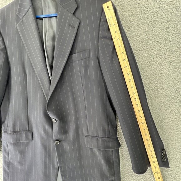 Hickey Freeman Mens Sport Coat 44 XLT Loro Piana Wool Super 120s Blue 2 Button - Picture 13 of 14